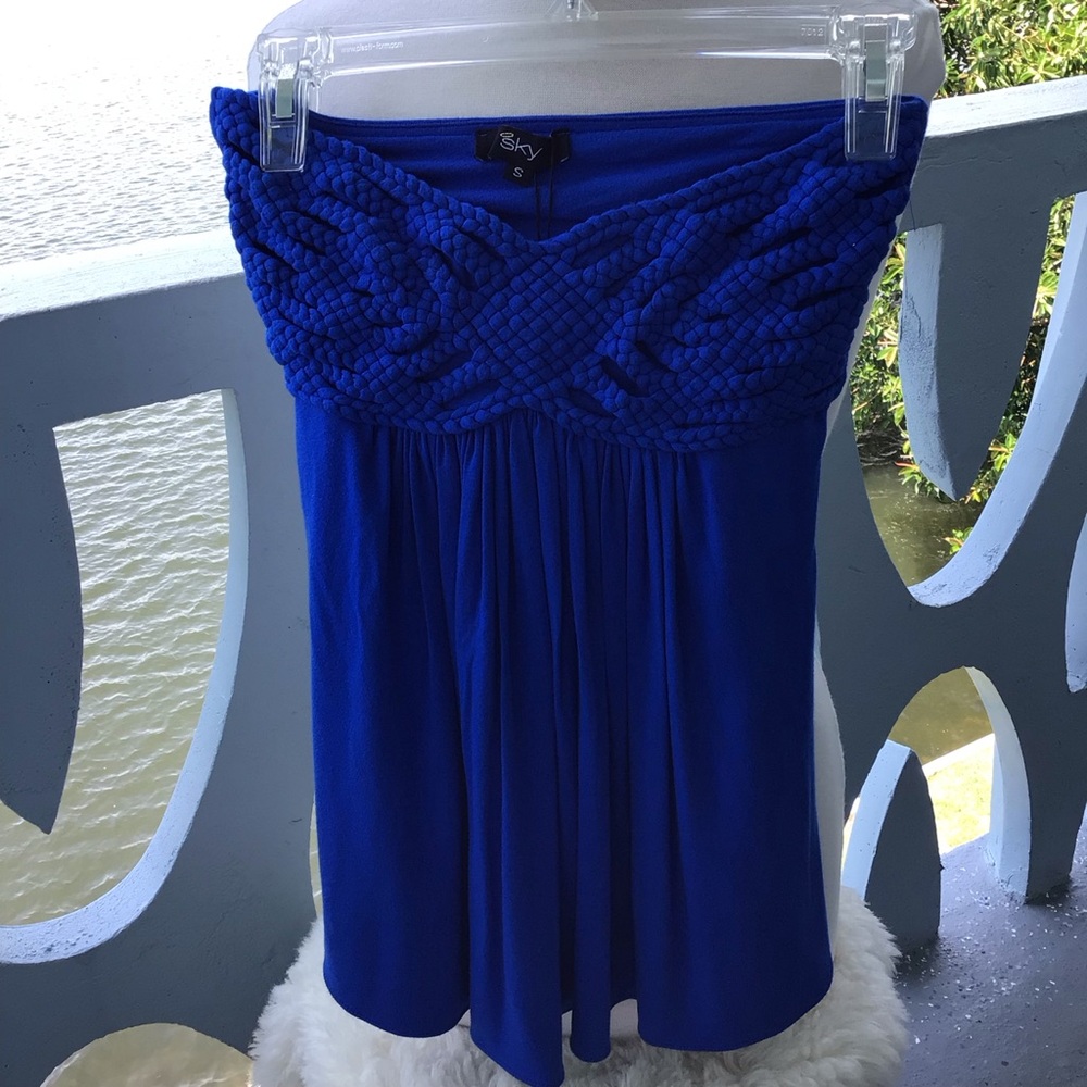 SKY Royal Blue Bustier Drop Waist Top NWT